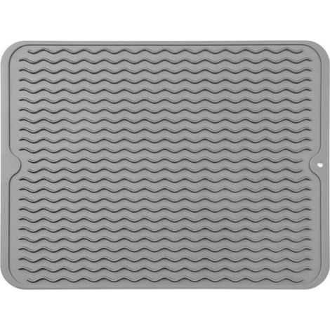 Tapis d'égouttage en silicone, 30x40cm, pliable, résistant à la chaleur, antidérapant, adapté aux plans de travail de cuisine (gris).