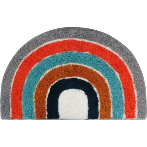 Tapis demi-circulaire arc-en-ciel pour enfants, tapis de sol absorbant antidérapant pour entrée, salle de bain et chambre (1/2)