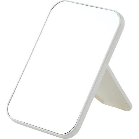 Miroir de maquillage pliable portable, en plastique et verre, couleur beige, idéal pour coiffeuse et bureau, pièces pratiques pour usage quotidien (1/4)