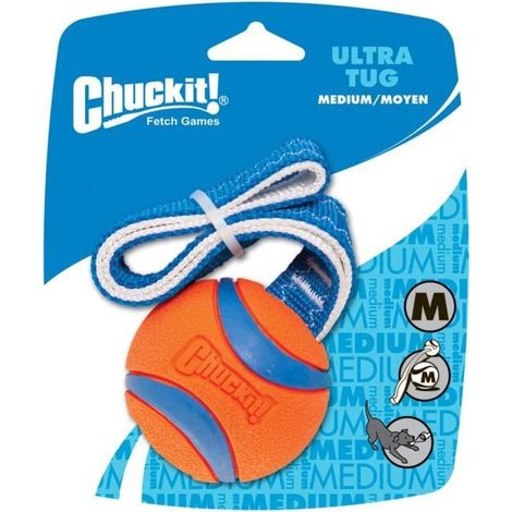 Balle pour chien - CHUCK IT - Ultra Tug M - Ø 6,5 cm - Caoutchouc naturel - Bande nylon résistante (1/3)