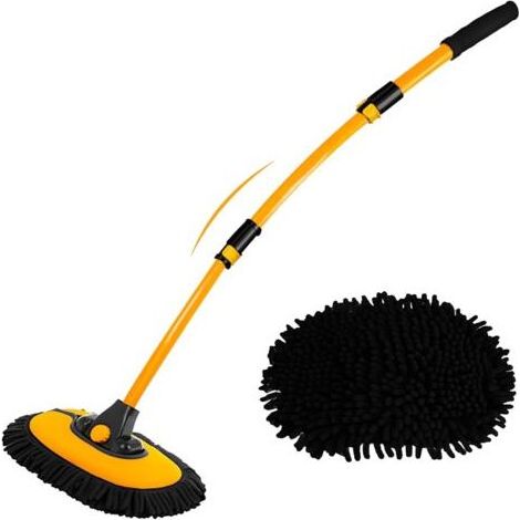 Courbé 15° Brosse Lavage Voiture Manche Telescopique 43" Balai Nettoyage Pinceaux Kit Detailing Camping Car Camion Accessoires Extérieur Intérieur Anti Rayure Wash Brush (1/5)