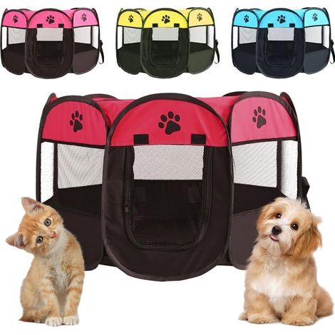 Foldable Puppy Playpen, Waterproof Oxford Fabric, 73x73x43cm, with Zip Lid, Indoor/Outdoor (1/5)