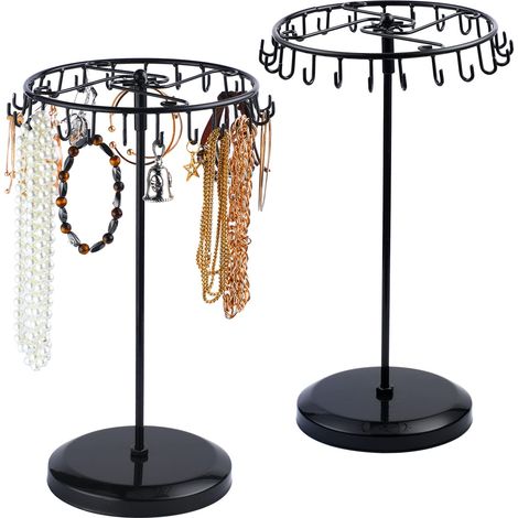 Présentoir arbre à bijoux rotatif, rangement bijoux avec 23 crochets pour bracelets boucles d'oreilles porte-clés (1/5)