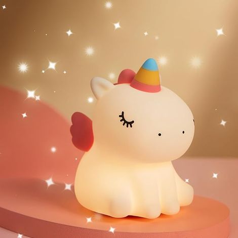 Nachtlicht Kinder Einhorn Nachtlampe - Einhorn Lampe Dimmbar Timer, Touch-Steuerung Silikon Nachtlicht Baby, USB-Aufladbar Niedliche Kawai Lampe, Cute Nachtlicht Kinderzimmer Deko [Energieklasse D] (1/5)