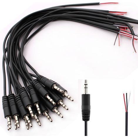15pcs connecteur Jack 3.5 TRS 3 pôles Câble Jack Audio 3.5mm, Jack Stereo 3.5 mm, connecteur Jack 3.5 a souder,pour réparation de câble Audio(30 cm) (1/5)