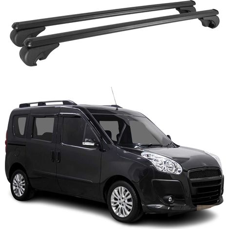 OMAC Aluminium Dachträger Querträger für Fiat Doblo II 2010-2021 – TÜV / DIN 75302:2019 – Abschließbar – Max. 75 kg – 2 Stangen Schwarz (1/5)