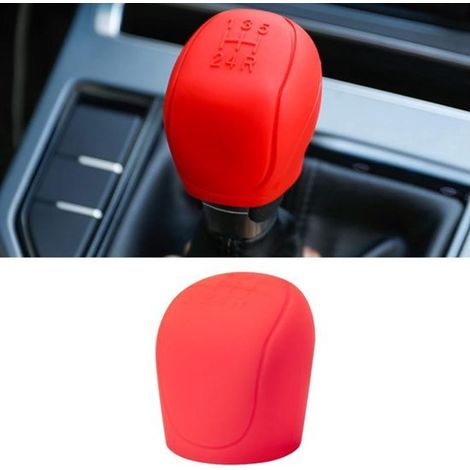 Funda pomo palanca cambios, silicona pomo palanca cambios, antideslizante pomo palanca cambios cómoda silicona interruptor freno mano, (rojo) (1/5)