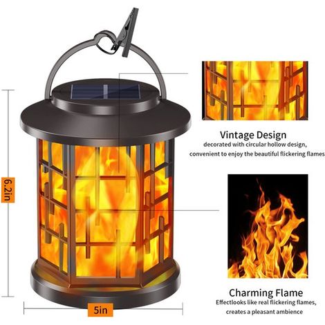 Solarbetriebene Gartenbeleuchtung Gartenfackeln 18 cm Flammeneffekt Wasserbeständig (IP65) (1/5)