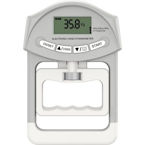Dynamomètre à main électronique 90 kg / 200 lbs Capacité de préhension avec 19 jeux de disques individuels (1/5)