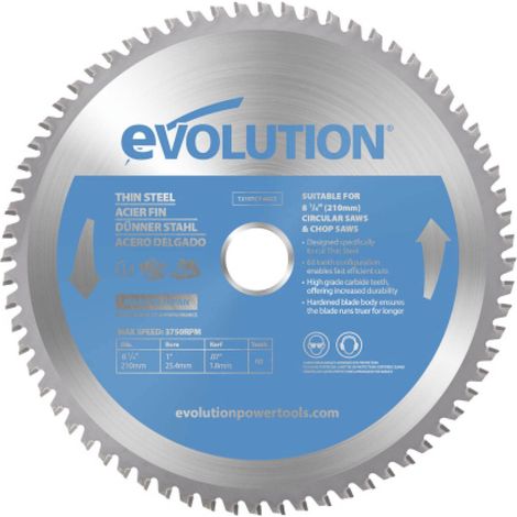 Evolution (T210TCT-68CS) - 210 mm Lama per taglio di acciaio sottile - Lama per metallo con punta in carburo che in pratica non genera surriscaldamento, ronzii o scintille (1/2)