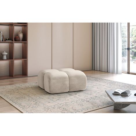 Polsterhocker Designerhocker DARCY 85x85 cm in Stoff Salvador Beige (1/2)