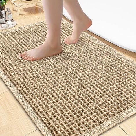 Tapis de bain gaufré antidérapant - Marron - 50 x 80 cm (1/5)