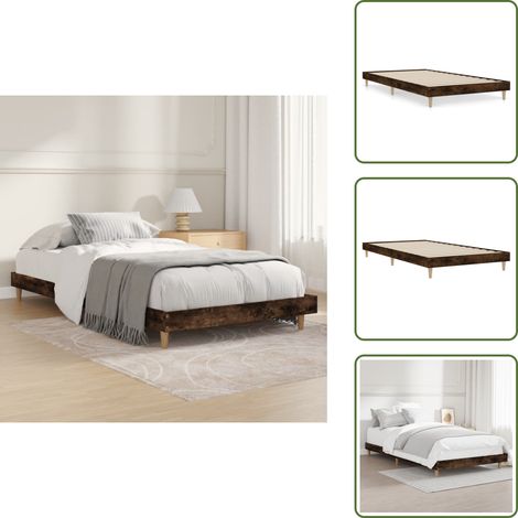 Cama de madera - vidaXL Estructura de cama sin colchón madera roble ahumado 100x200 cm - Cama de roble