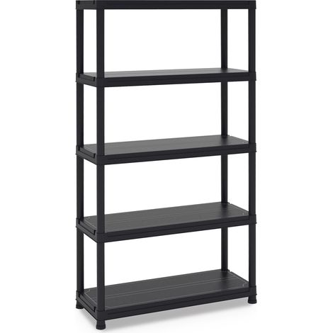 Toomax Universal 104-5 Scaffale salvaspazio a 5 ripiani in plastica resistente nera 100x40x180h cm, struttura componibile da garage, cantina o ufficio, ideale per carichi pesanti fino a 140kg