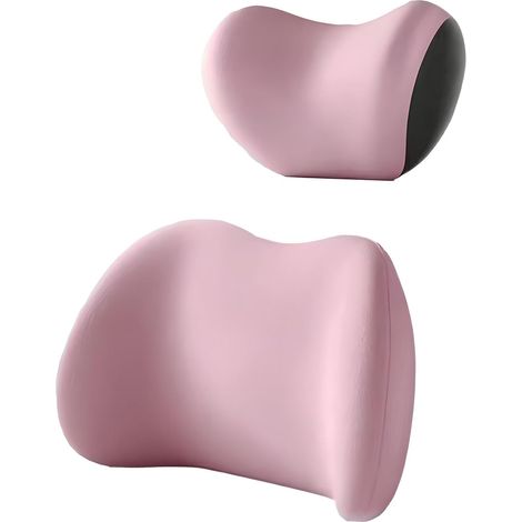 Coussin ergonomique pour appui-tête et soutien lombaire de voiture, en mousse à mémoire de forme et housse amovible respirante, pour soulager les douleurs cervicales et dorsales. (1/5)