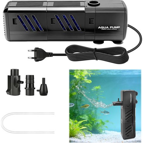 Filtre Aquarium, Pompe Submersible 4 en 1 Filtre d'aquarium 800 l/h pour 80-250 litres, Pompe de filtration pour aquarium, Débit Réglable Filtre Intérieur, 8W, pour Grand Aquarium, Bassin à Tortues (1/5)
