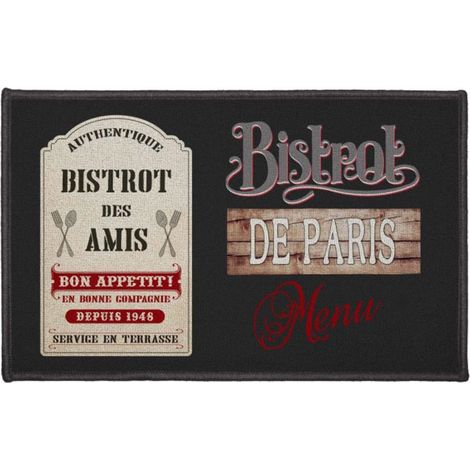 Tapis Rectangle "Bistrot Des Amis" 50x80cm Noir (1/2)