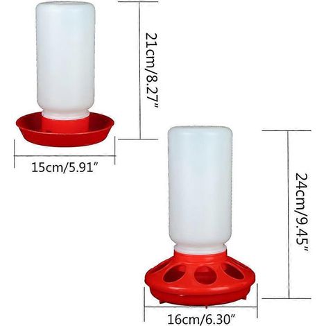 Abreuvoir et mangeoire pour poussins, pot d'eau et de nourriture blanc et rouge (1/4)