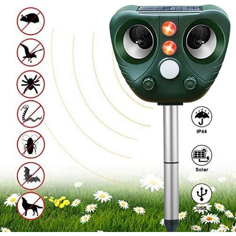 Répulsif chat solaire Répulsion animaux Imperméable, fréquence réglable, alarme/clignotements Jardiniers, propriétaires de jardin (1/4)