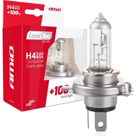 Set mit 2 Halogenlampen H4 12V 60/55W LumiTec SILVER +100% weißes Licht