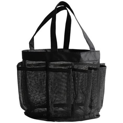 Panier de douche en maille noir, organisateur de bain à séchage rapide, sac fourre-tout trousse de toilette pour plage, dortoirs, gymnase et camp (1/4)