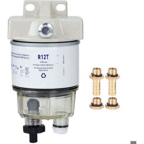 Filtre à carburant - Séparateur eau carburant marine - Pour bateau à moteur hors-bord - Débit 30 gph - Filtre R12T - 10 microns - 1 pièce (1/5)