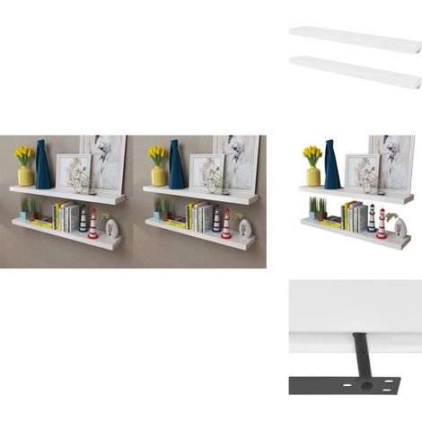 Étagères murales 4 pcs Blanc 100 cm - Etagere Murale - Étagères Murales - Rangement Mural - Decoration Murale - Meuble Blanc (1/5)