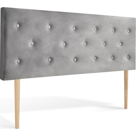 Tête de lit capitonnée Théa 160cm Velours Gris (1/3)