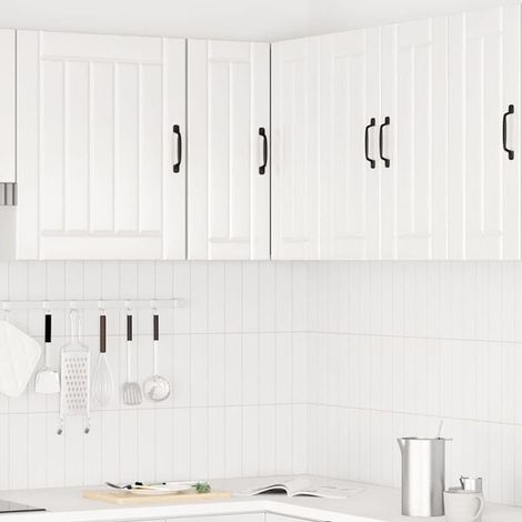 Meuble d'angle mural de cuisine blanc brillant, rangement suspendu design moderne pour optimiser l'espace (1/5)