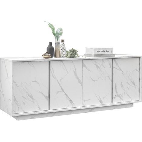 Buffet 4 porte, collezione COLOMARMO, colore bianco effetto marmo, ideale per un soggiorno o una sala da pranzo di design