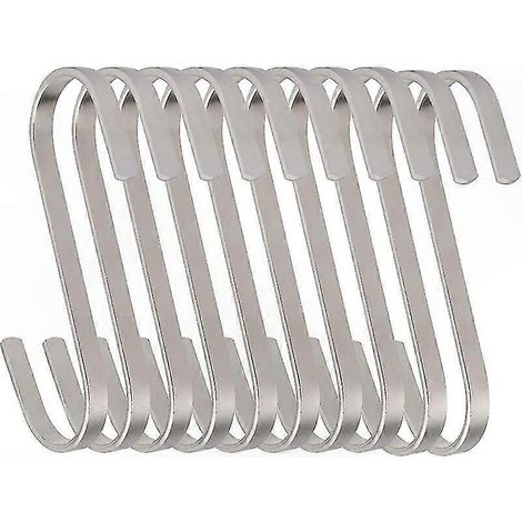 Edelstahl-S-Haken, 11 cm, 10er-Pack, silberfarben, für Küche, Handtücher, Pflanzen und Garten. (1/5)