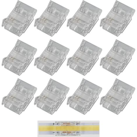 12 Pièces Connecteur Ruban LED COB 3 Pin 10mm, Connecteurs Transparents Sans Espacement, 3 Broches Ensemble de Connecteurs (1/4)