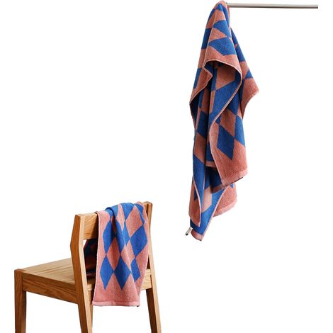 2 serviettes de bain Divers accessoire de portail, coton, absorbantes, 70x140 cm + 35x76 cm, rose/blanc, salle de bain (1/5)