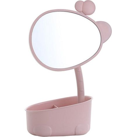 Miroir de maquillage rose avec rangement (1/5)