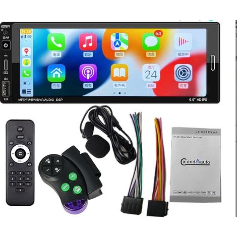 Autoradio 1 DIN - Écran Tactile 6,9 Pouces - CarPlay Sans Fil - Bluetooth - Wi-Fi Dual Band - GPS Navigation - FM AM RDS - DAB+ Compatible - 2 Go RAM 32 Go ROM - Pour Voiture (1/5)