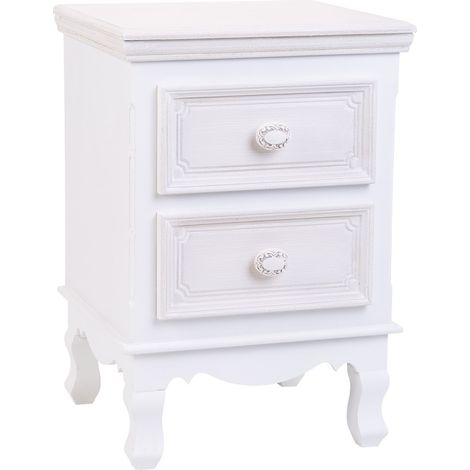 Mesita de madera de 2 cajones blanco 37x33.5x53 (1/5)