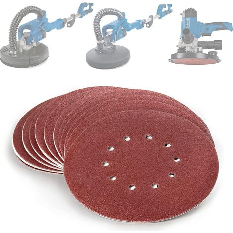 Lot de 60 disques abrasifs 215 mm 10 trous pour ponceuse murale et plafond grains variés