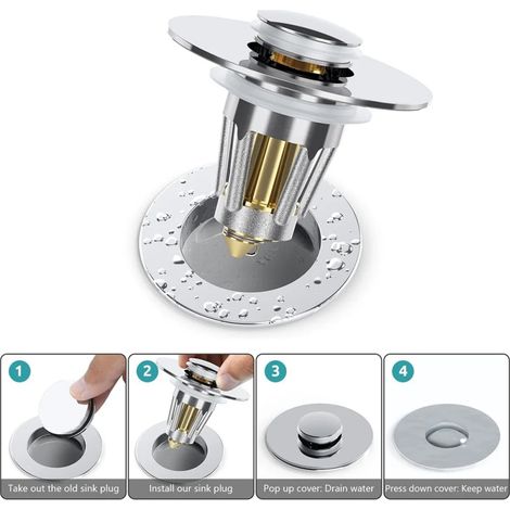 Bouchon de vidange universel à clapet avec crépine intégrée 28-38 mm (1/3)