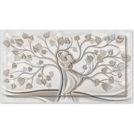 Lupia - Quadro moderno su Tela con Cornice stampata, NEWEXT 75x135 cm ALBERO ABBRACCIO MIX, stampa tela in cotone e cornice legno mdf, amore e famiglia, per soggiorno, camera da letto, cucina, ufficio (1/4)