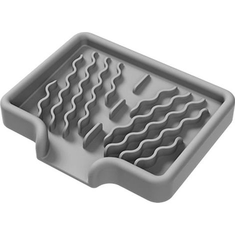 Jabonera de silicona - Soporte para jabón de ducha - Mantiene el jabón seco - Diseño con drenaje automático - 12 x 10 cm - Gris (1/5)