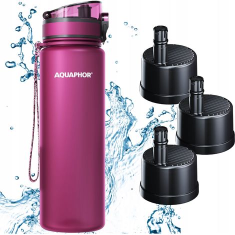 Set di 3 inserti per flacone filtro Aquaphor City da 800 ml, colore bordeaux. (1/5)
