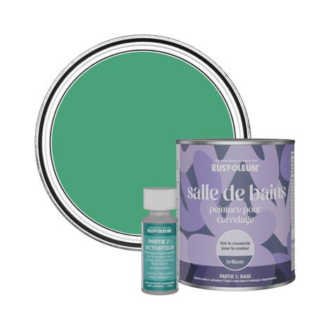 Peinture pour Carrelage de Salle de Bain, Finition Brillante - Émeraude 750ml (1/3)
