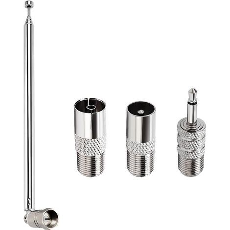 75cm 7-Section Antenne Télescopique FM 75 Ohm, FM Antenne Radio Antenne Chaine HiFi pour Mini-Récepteur, Récepteur Dab AM FM 75 Ohm, Compatible avec Denon, Roberts, Marantz, Yamaha (1/5)