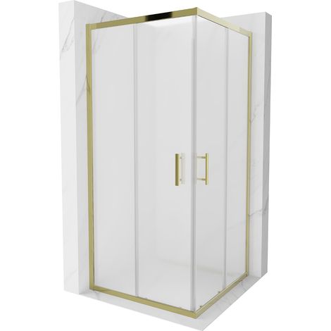 Mexen Rio cabine de douche carrée 90 x 90 cm, givrée, dorée - 860-090-090-50-30