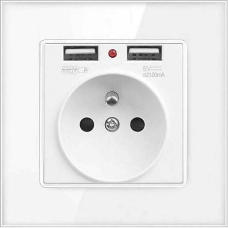 YMYNY Wandsteckdose mit Dual-USB – Ladegerät für iPhone/Android, französischer Stecker, (1/4)