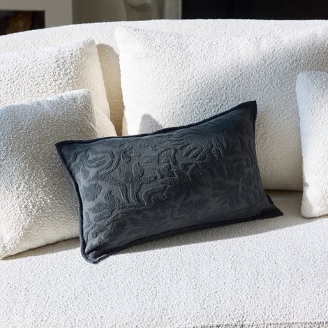 Housse de coussin en Jacquard floral en chenille CORINNA