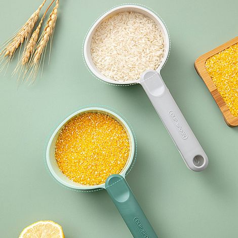 Küchenlöffel, multifunktionaler Mehllöffel mit hohem Fassungsvermögen zum Kochen und Servieren von Mehl, Reis und Bohnen, grau-weiß (1/5)