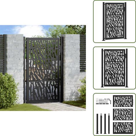 vidaXL Gartentor Schwarz 105x155 cm Stahl Spurendesign (1/5)