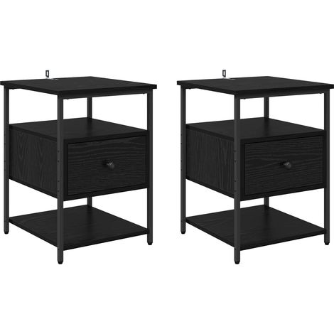 Maison Exclusive - Nachttisch 2 pcs Schwarz Eichen-Optik 40 x 42