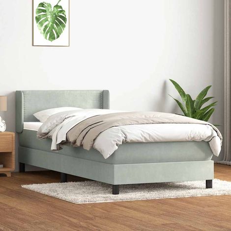 Boxspringbett mit Matratze Hellgrau 90x210 cm Samt